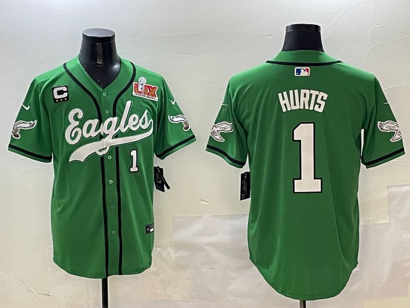 Men Philadelphia Eagles #1 Hurts Green three generations Jointly Name 2025 Nike Limited NFL Jersey style 19->philadelphia eagles->NFL Jersey